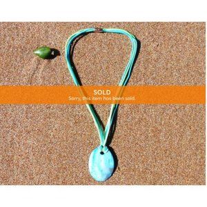 Beach Sky Blue and Lime Pendant Shell Necklace